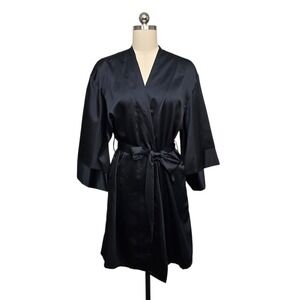 ThirdLove Black Satin Kimono Robe One Size New With Tags Loungewear Short Belted